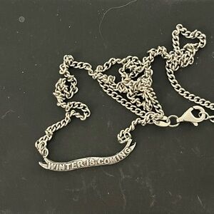 Silver Chain Necklace with 'Winter is Coming' Pendant